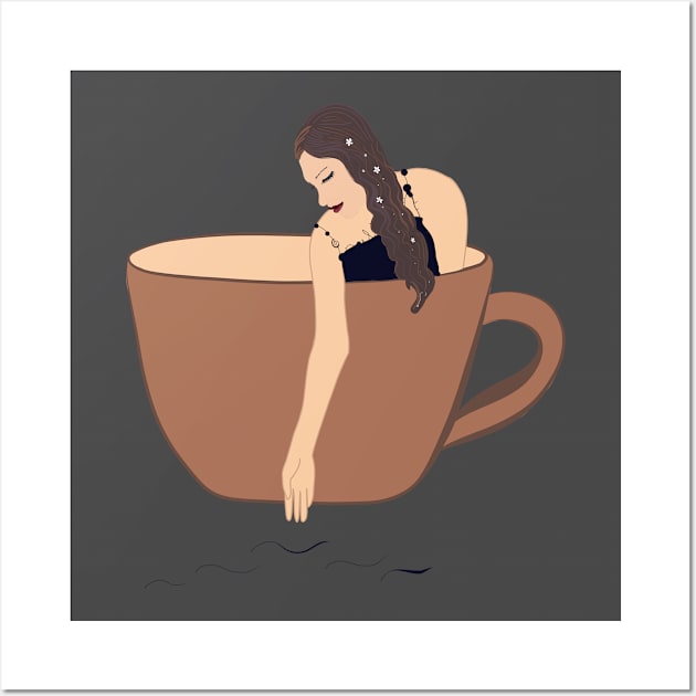 Girl coffee cup Wall Art by GULSENGUNEL